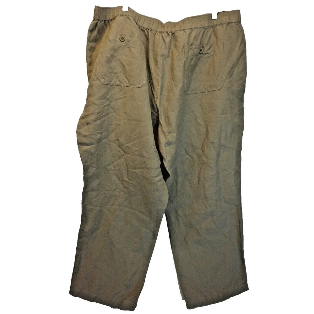 Cubavera Tan Linen Blend‎ Flat Front Drawstring Pants XXL x 27 Vacation